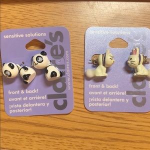 Claire’s earrings (panda and bunny)